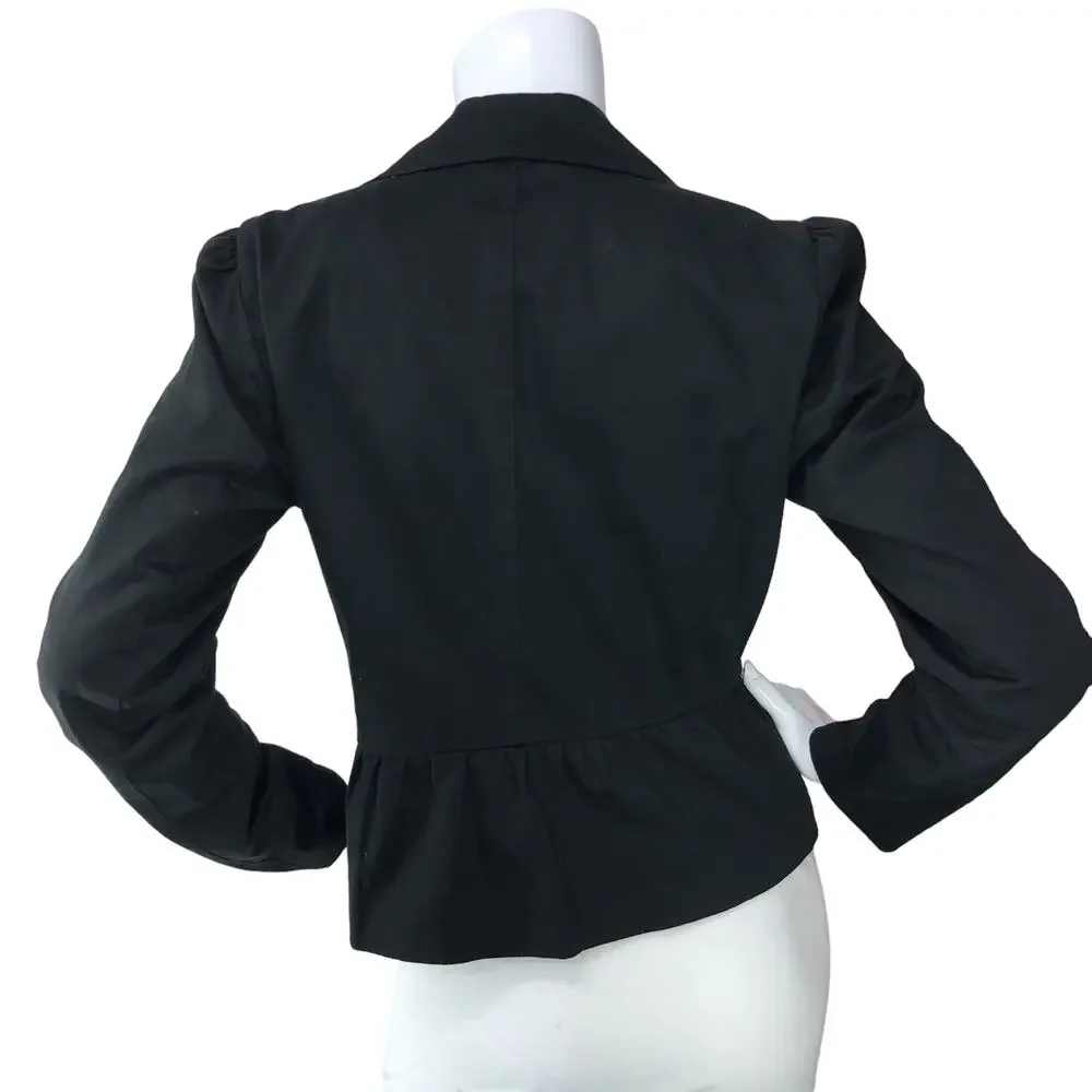 Sandro Womens Size S Biker Jacket Asymmetrical Cotton Zip Pockets Black